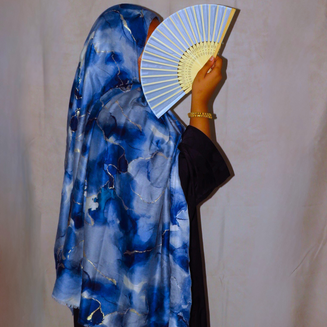Blue Opal Marble Print Hijab