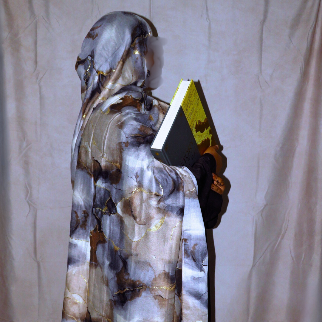 Black Pearl Marble Print Hijab