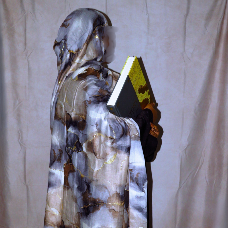 Black Pearl Marble Print Hijab