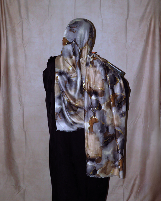 Black Pearl Marble Print Hijab
